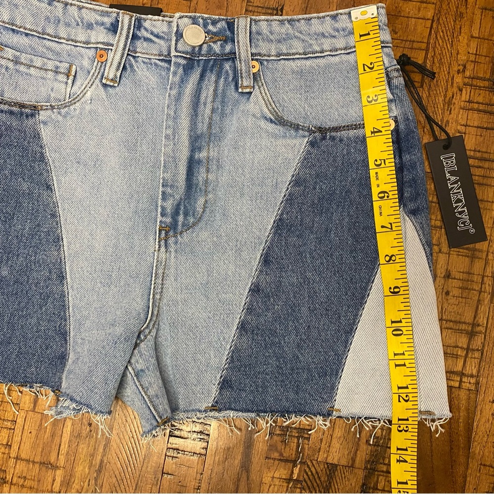Blank NYC The Reeve High-Rise Ribcage Patchwork Denim Shorts - Picture 15 of 15